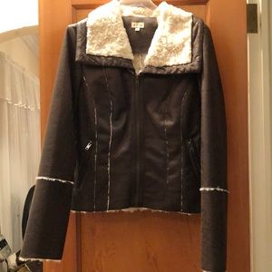 Daniel Cremieux Faux leather fur zip front jacket